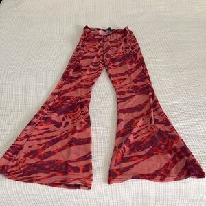 PLT Red and Purple Flared Pants